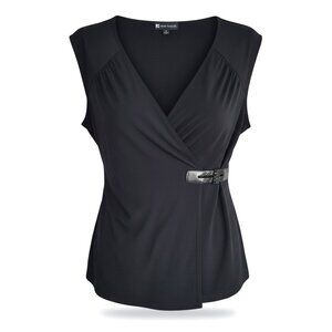 Valerie Bertinelli Top Blouse Womens M Black Sleeveless Goth Punk Rock Retro Y2K